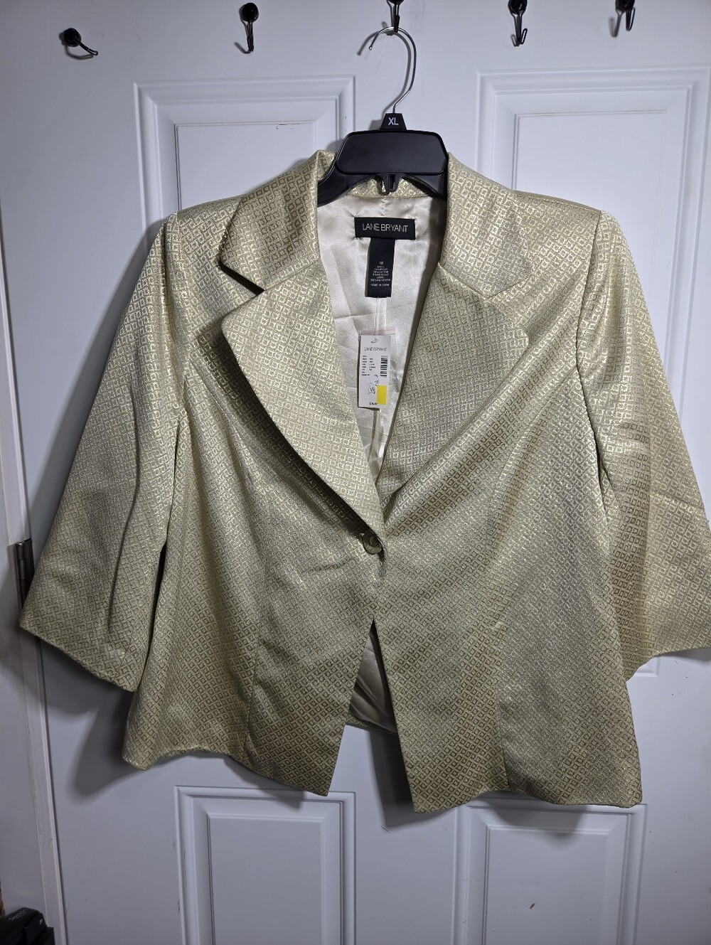 ✨ NWT Lane Bryant Gold Metallic Geometric Jacquard Blazer 18